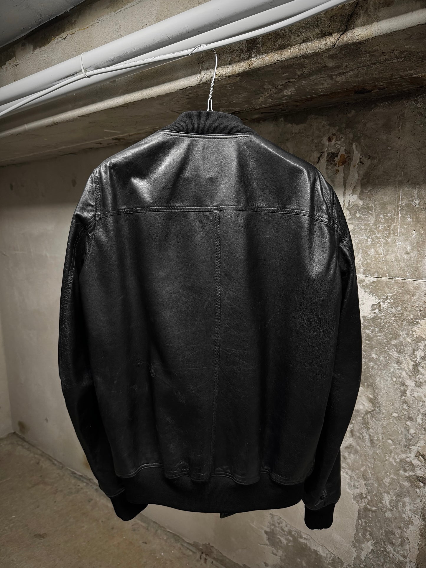 Rick Owens AW14 "MOODY" Lamb Leather MA-1 Bomber Jacket detail | DRIEW GARMENTS