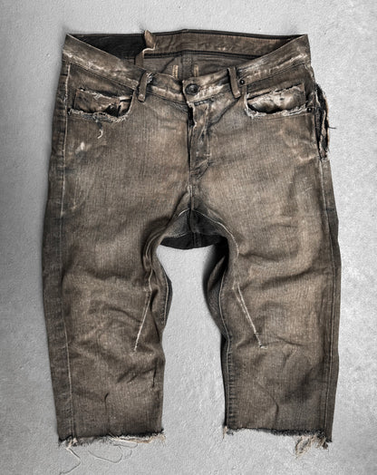 Rick Owens DRKSHDW AW08 “STAG” Dirty Mud-washed Denim Shorts