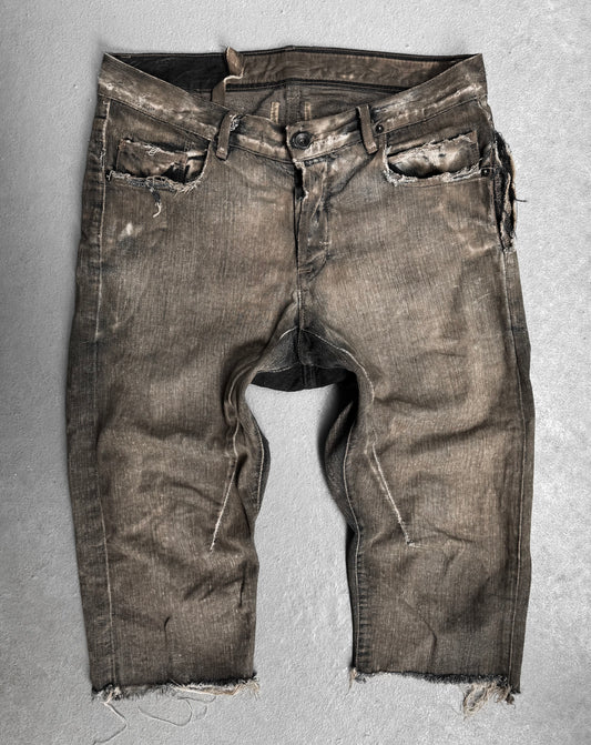 Rick Owens DRKSHDW AW08 “STAG” Dirty Mud-washed Denim Shorts