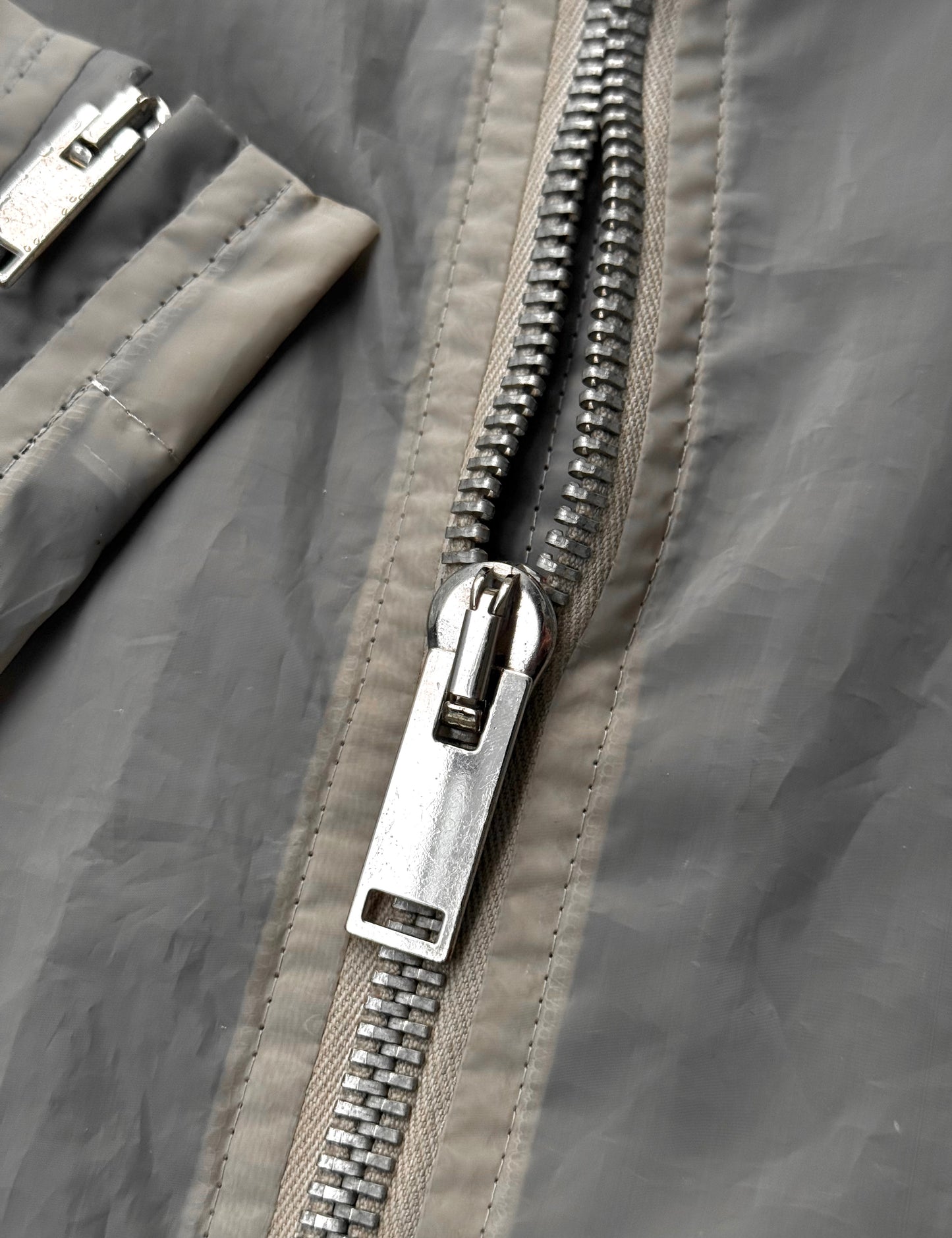 Rick Owens SS13 "ISLAND" PEARL Mollino Poly Zip-Up Jacket detail | DRIEW GARMENTS