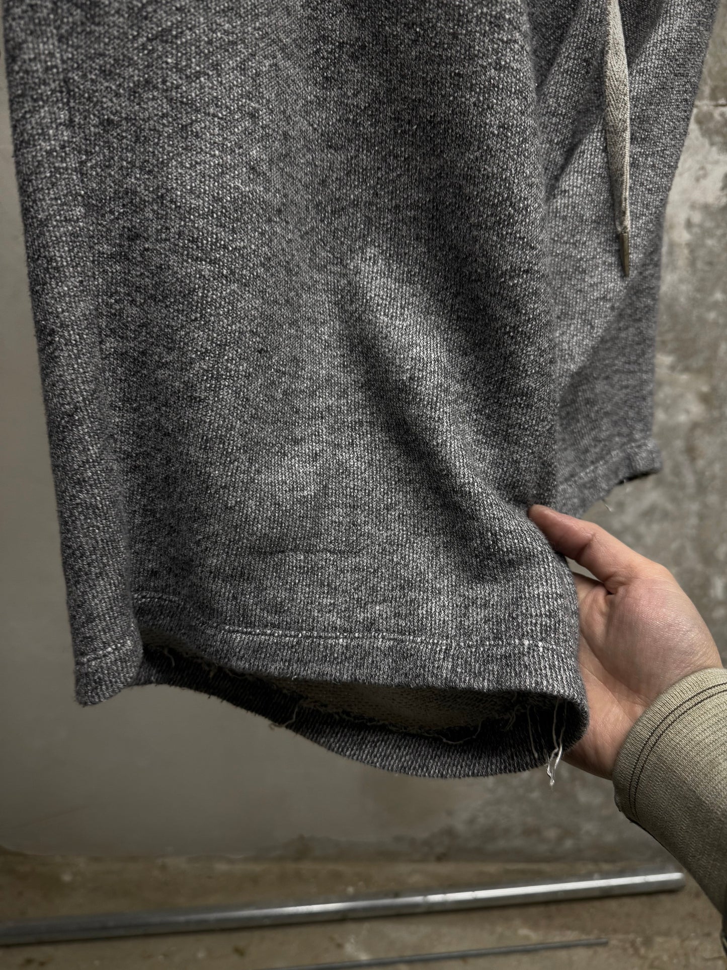 14thAddiction Early 00s Grey French Terry Drop-crotch Shorts detail | DRIEW GARMENTS