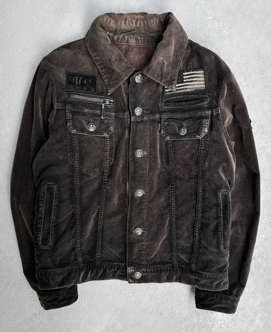 roen by Hiromu Takahara Early 00s Patches Velour Trucker Jacket