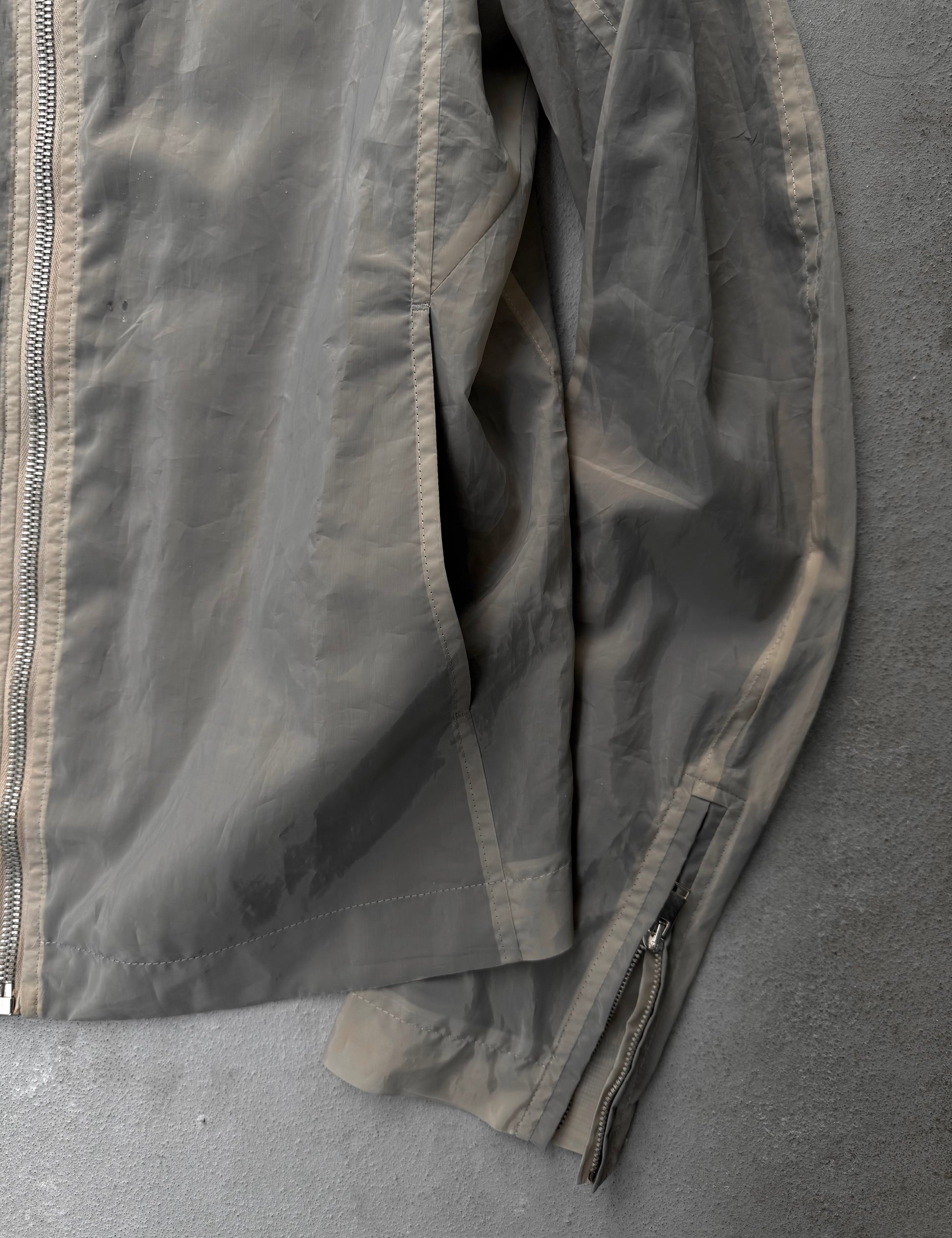 Rick Owens SS13 "ISLAND" PEARL Mollino Poly Zip-Up Jacket detail | DRIEW GARMENTS
