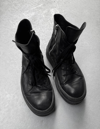 Rick Owens AW23 "LUXOR" Mega Bumper Leather Sneakers detail | DRIEW GARMENTS
