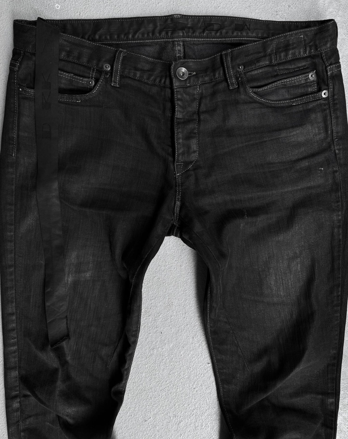 Rick Owens DRKSHDW AW11 “LIMO” Black Light-waxed ‘Detroit Cut’ Skinny Denim