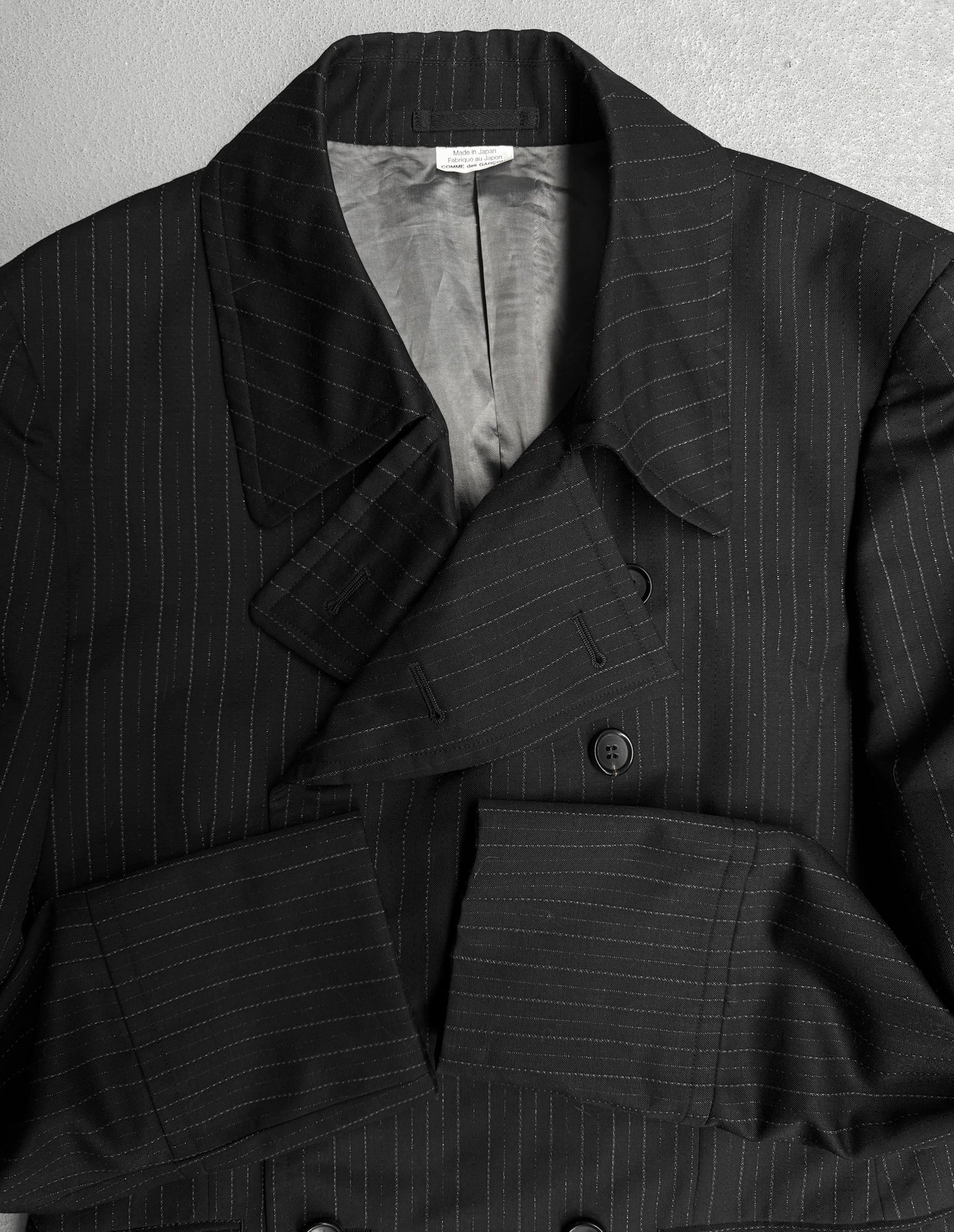 COMME des GARÇONS HOMME PLUS SS12 Iridescent Pinstripes Double-breasted Short Coat
