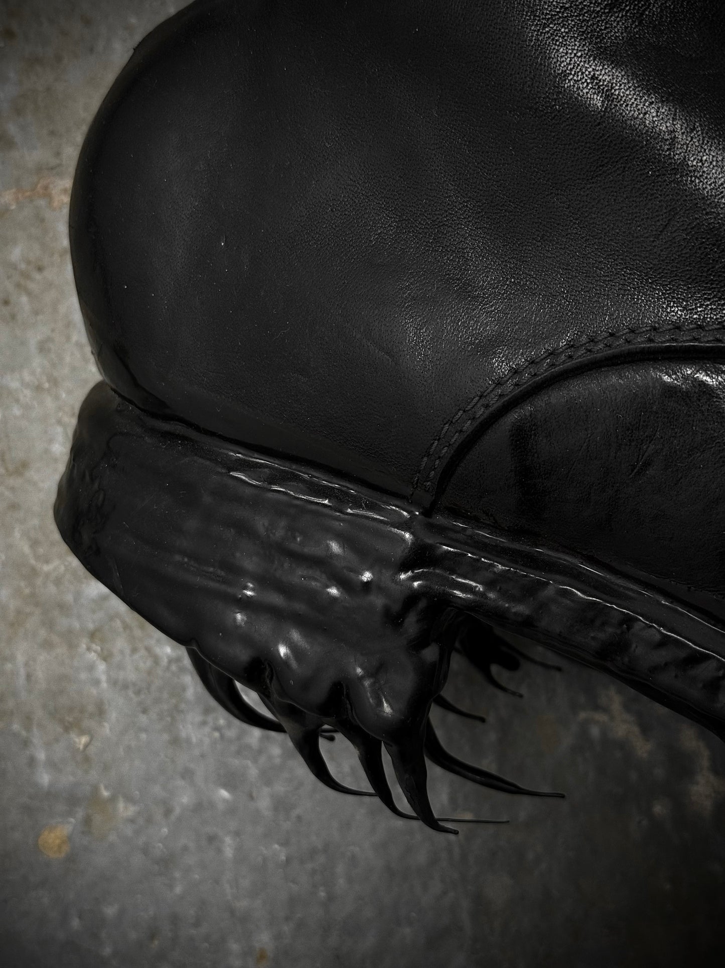 Carol Christian Poell ‘AM/2759SP-IN CORSS-PTC/010B’ Horse Leather Prosthetic Buckle Drip Boots detail | DRIEW GARMENTS