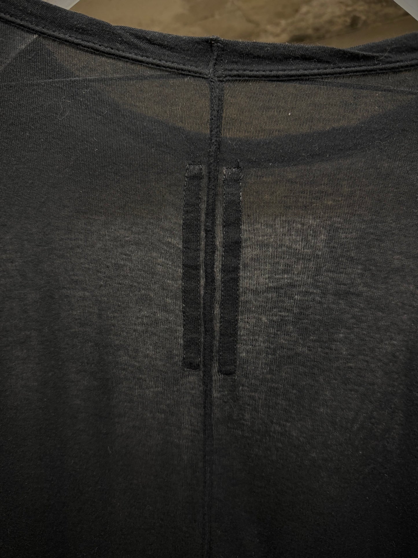 Rick Owens AW23 "LUXOR" Black Sheer Long-sleeves detail | DRIEW GARMENTS