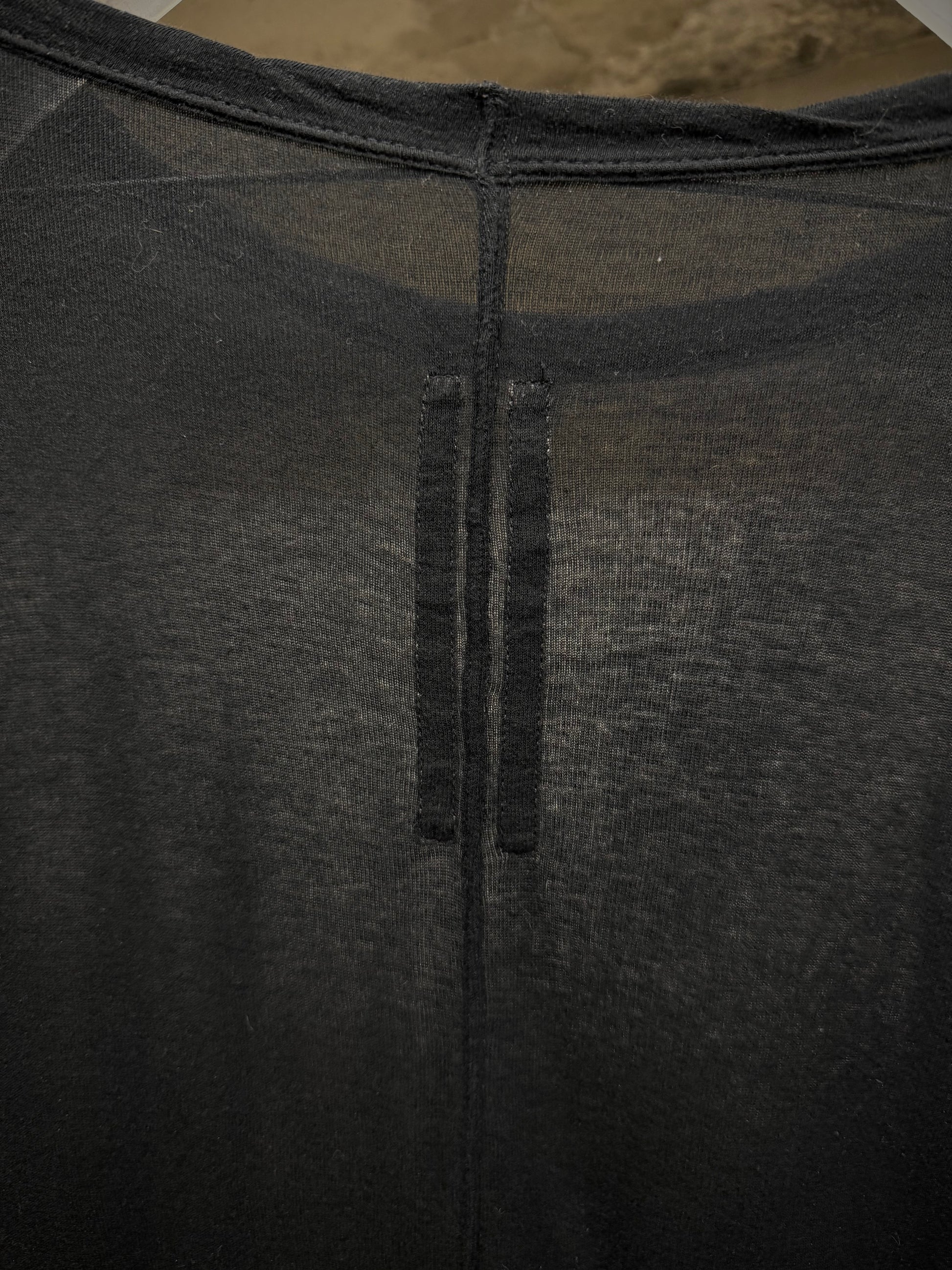 Rick Owens AW23 "LUXOR" Black Sheer Long-sleeves detail | DRIEW GARMENTS
