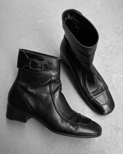 Saint Laurent Paris SS19 Age Leather ‘Miles 30’ Buckle Boots