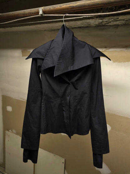 Alice Auaa 90s Dark Navy Gothic Double Layer Tailored Shirt detail | DRIEW GARMENTS