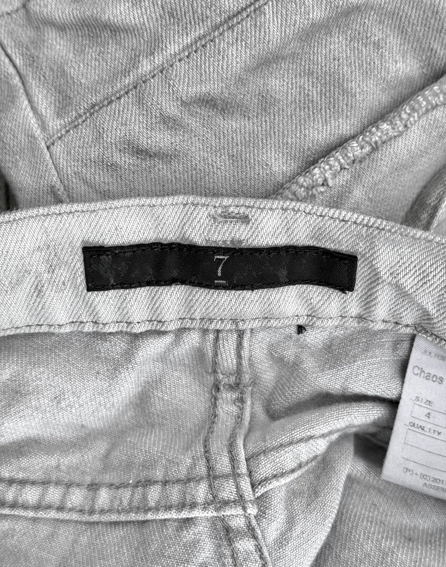 Julius_7 SS11 “Chaos : Ontological Anarchism” Distressed Knee Dirty White Bootcut Denim
