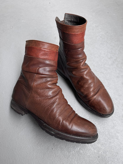 alfredoBANNISTER Early 00s Wrinkle Leather Back-zip Boots