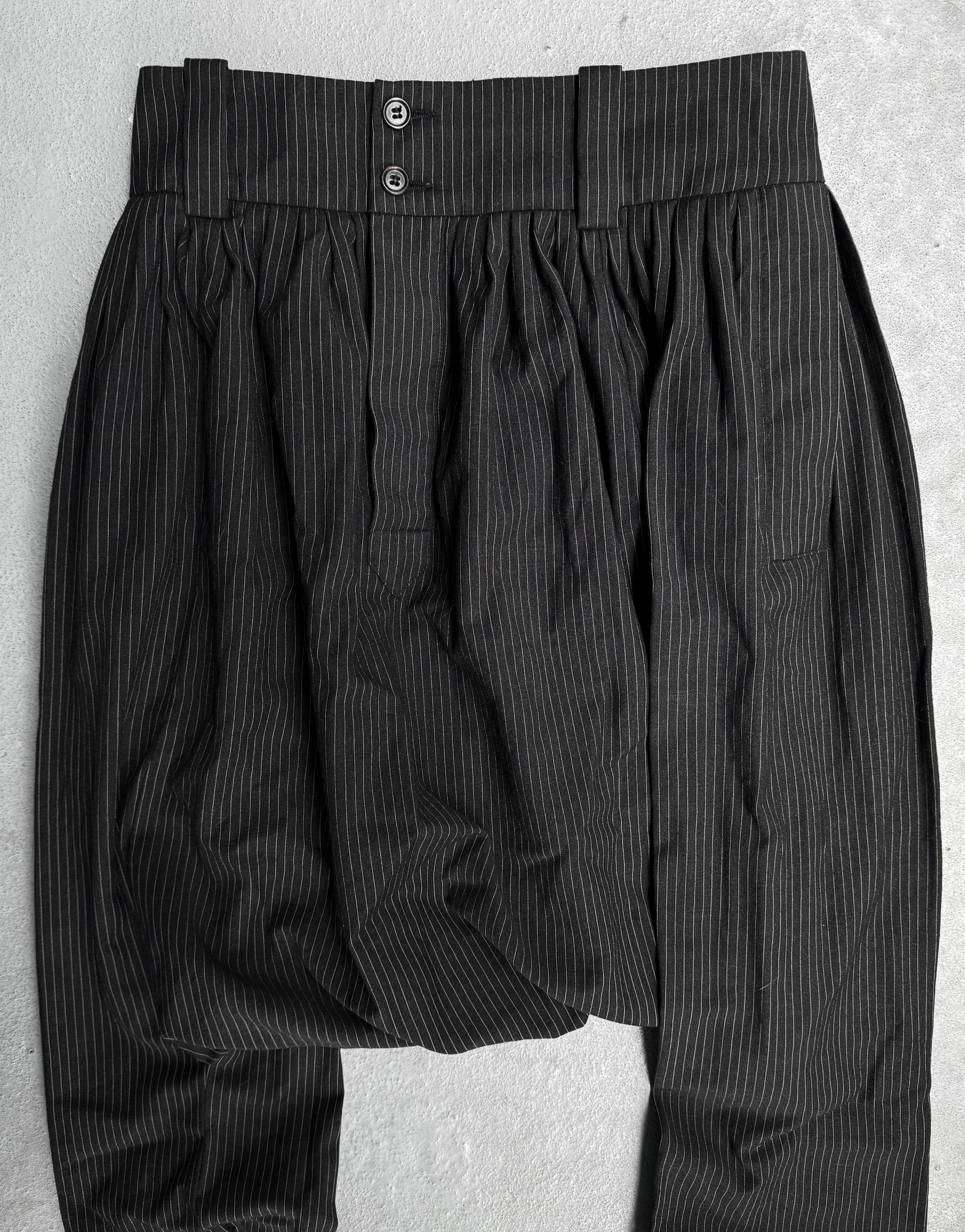 DIOR HOMME AW07 “NAVIGATE” Pleated Pinstriped Sarouel Drop-crotch