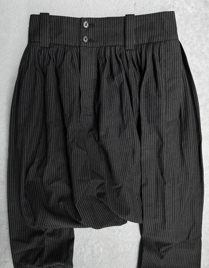 DIOR HOMME AW07 “NAVIGATE” Pleated Pinstriped Sarouel Drop-crotch Trousers