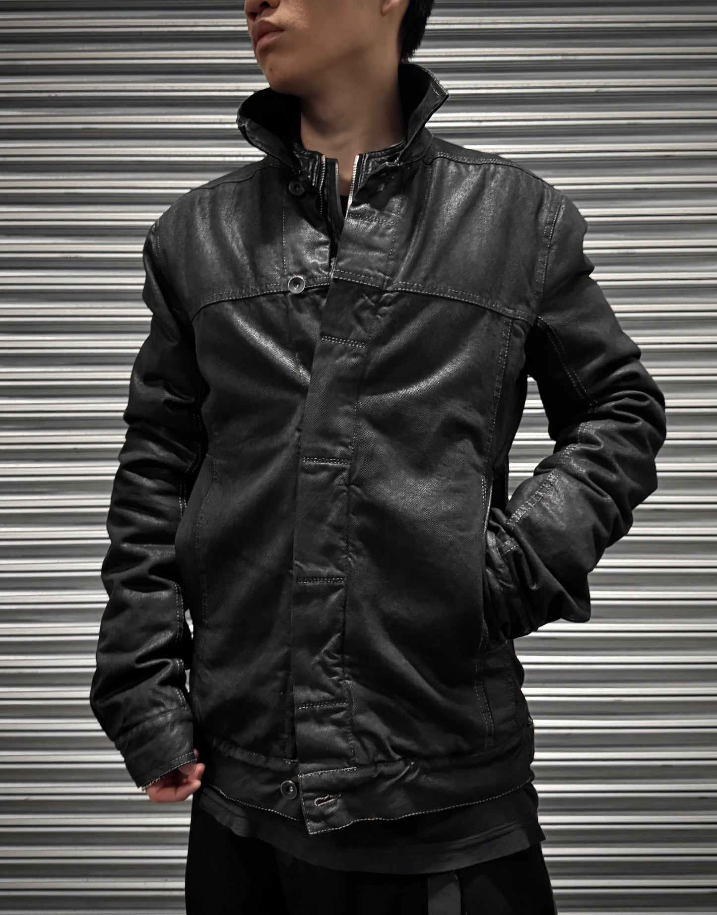 Rick Owens DRKSHDW AW15 “SPHINX” Waxed Denim Lung Worker Jacket