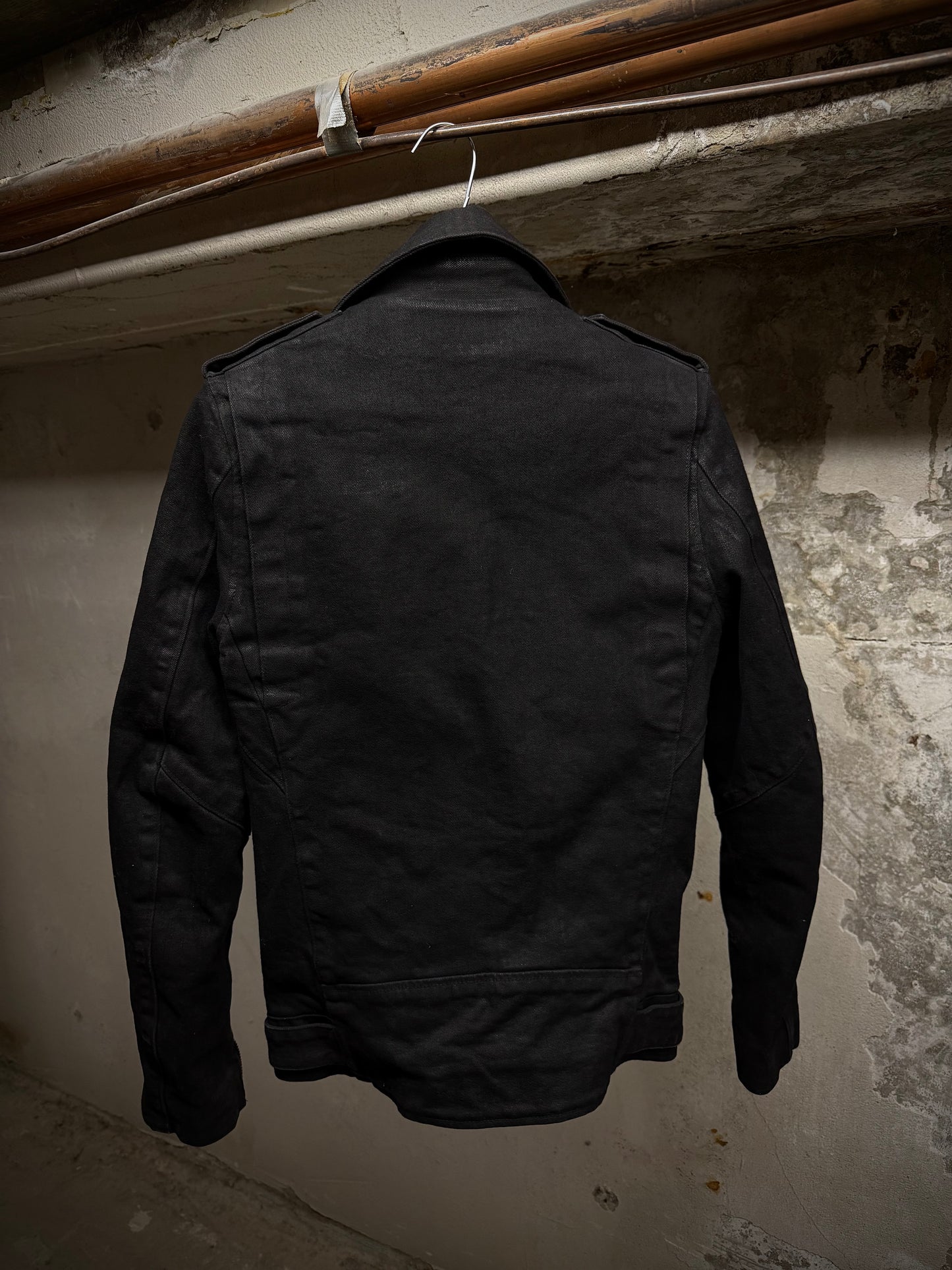 BALMAIN by Olivier Rousteing SS15 Waxed Denim Perfecto Rider Jacket