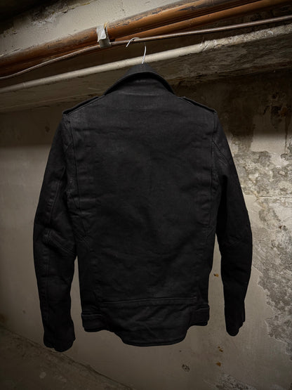 BALMAIN by Olivier Rousteing SS15 Waxed Denim Perfecto Rider Jacket