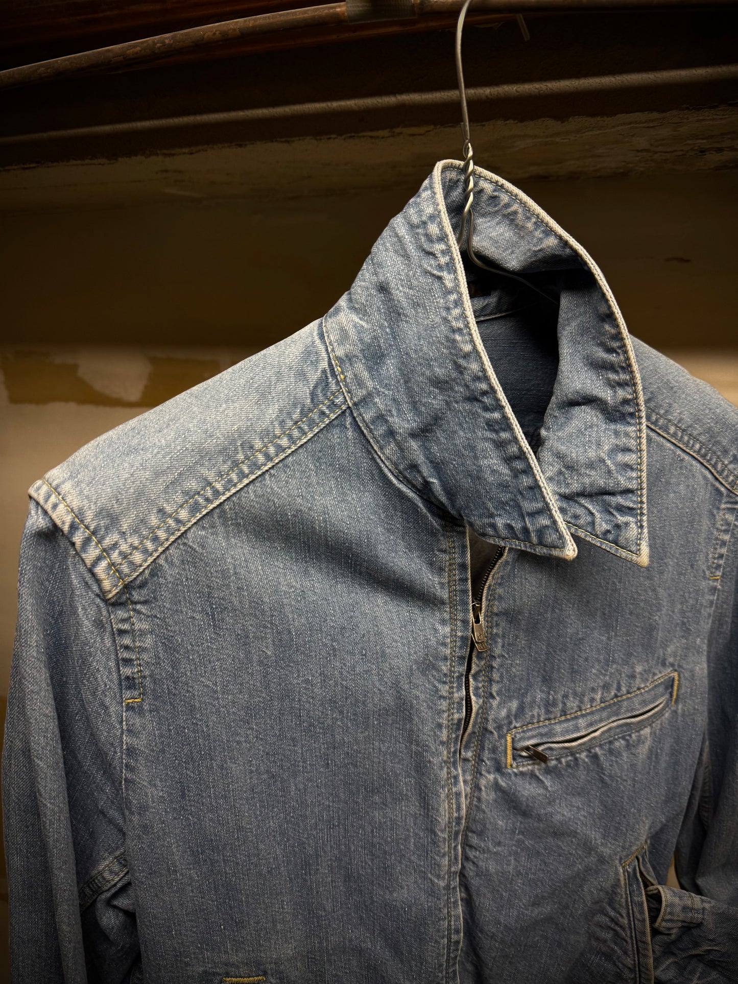 The Viridi-Anne Light Wash Denim Excella Zip-Up Work Jacket