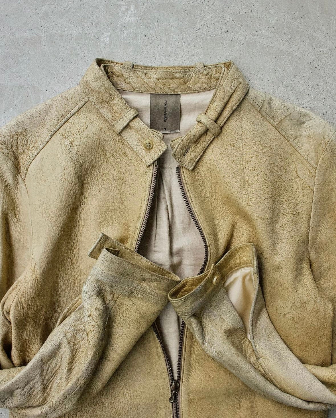 RipVanWinkle Early 00s Distressed Sheepskin Suede Leather Jacket