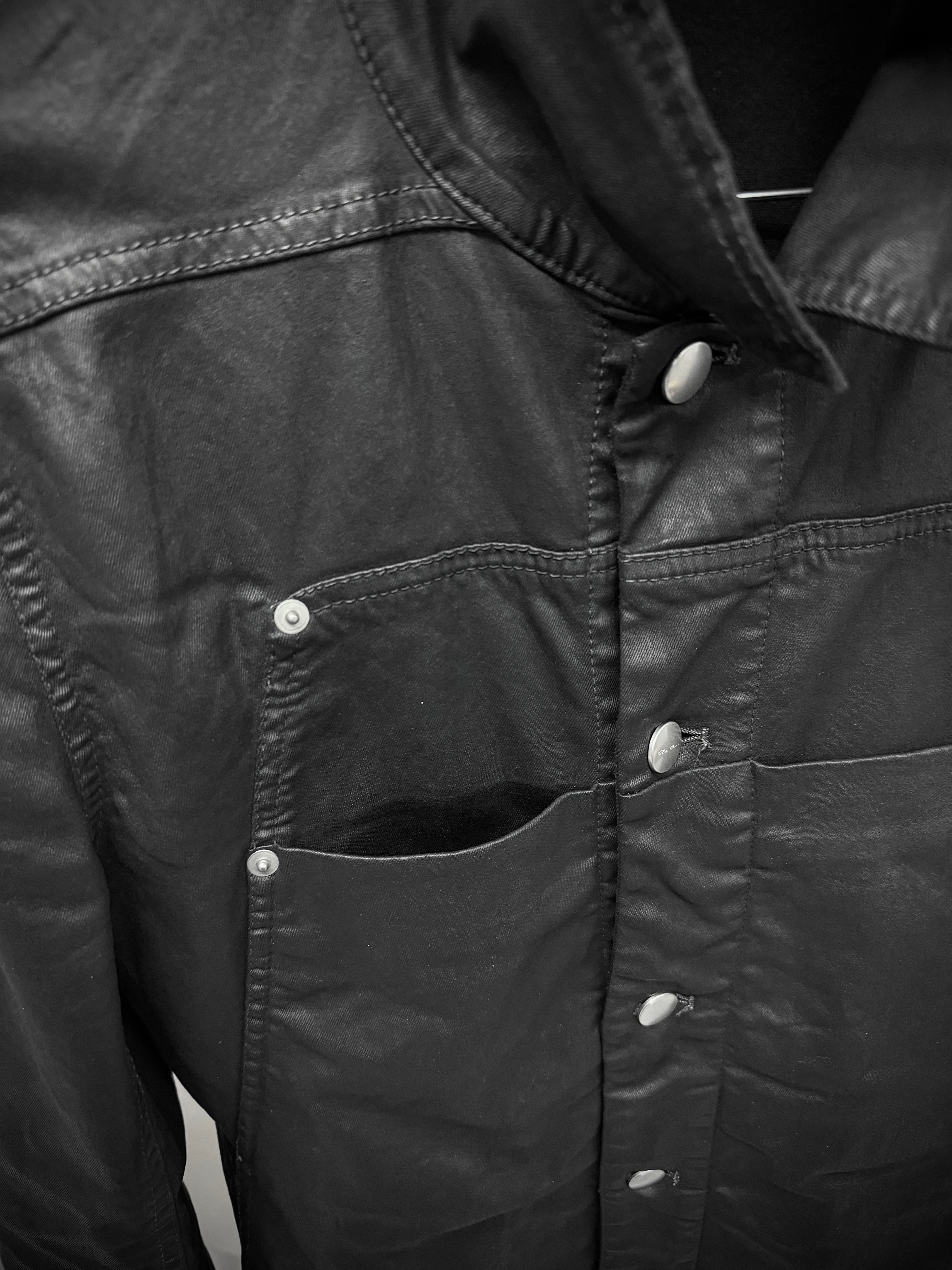 Rick Owens SS19 Babel Black Wax Denim Trucker Jacket – DRIEW
