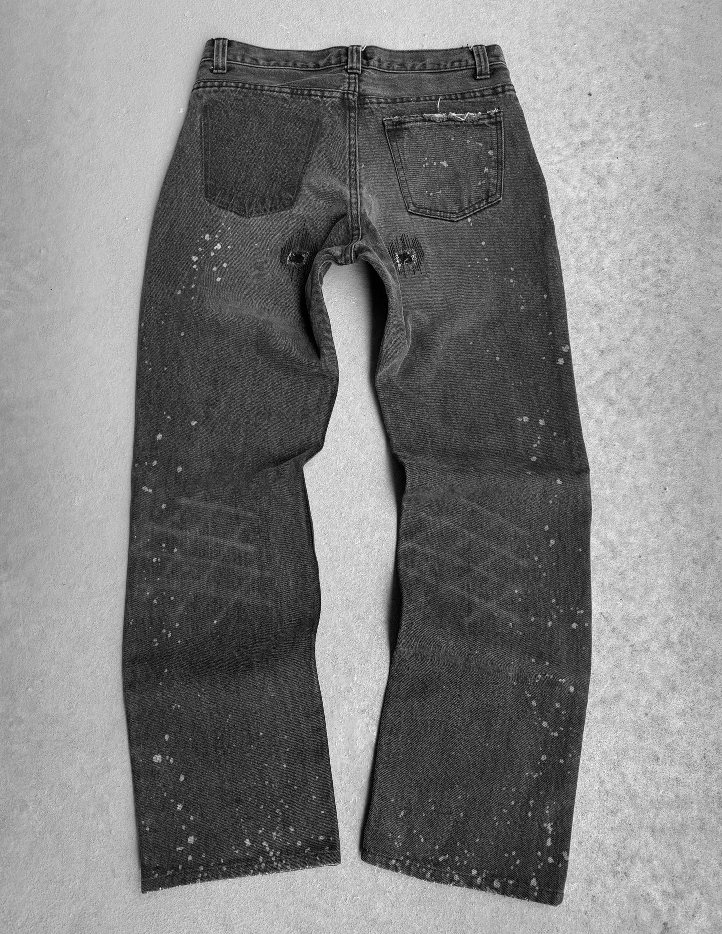 Number (N)ine AW01 “STANDARDS” Washed Grey Grunge Patchwork Denim