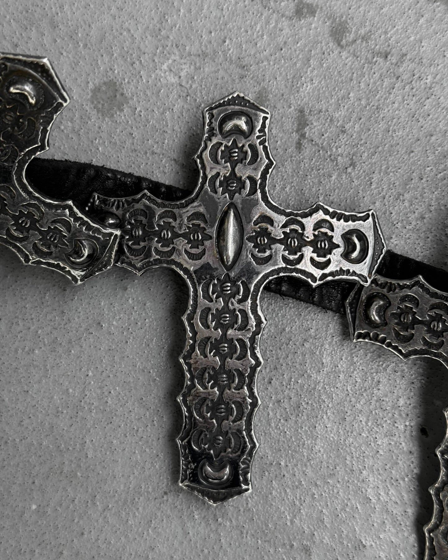 L.G.B. Early 00s Cross Relic Bison Leather Belt