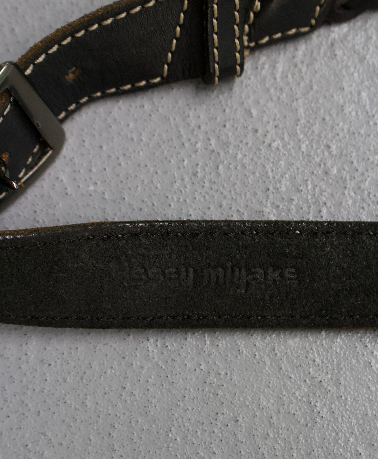 Issey Miyake Early 00s Double Buckle Woven Leather Belt