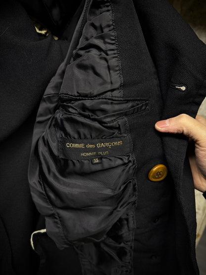 COMME des GARÇONS HOMME PLUS SS12 Cut-Out Poly Napoleon Trench Coat detail | DRIEW GARMENTS