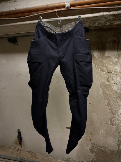 DEVOA DEOVA 2010s Dark Navy Wool J-cut Cargos Pants | Archive Fashion Toronto
