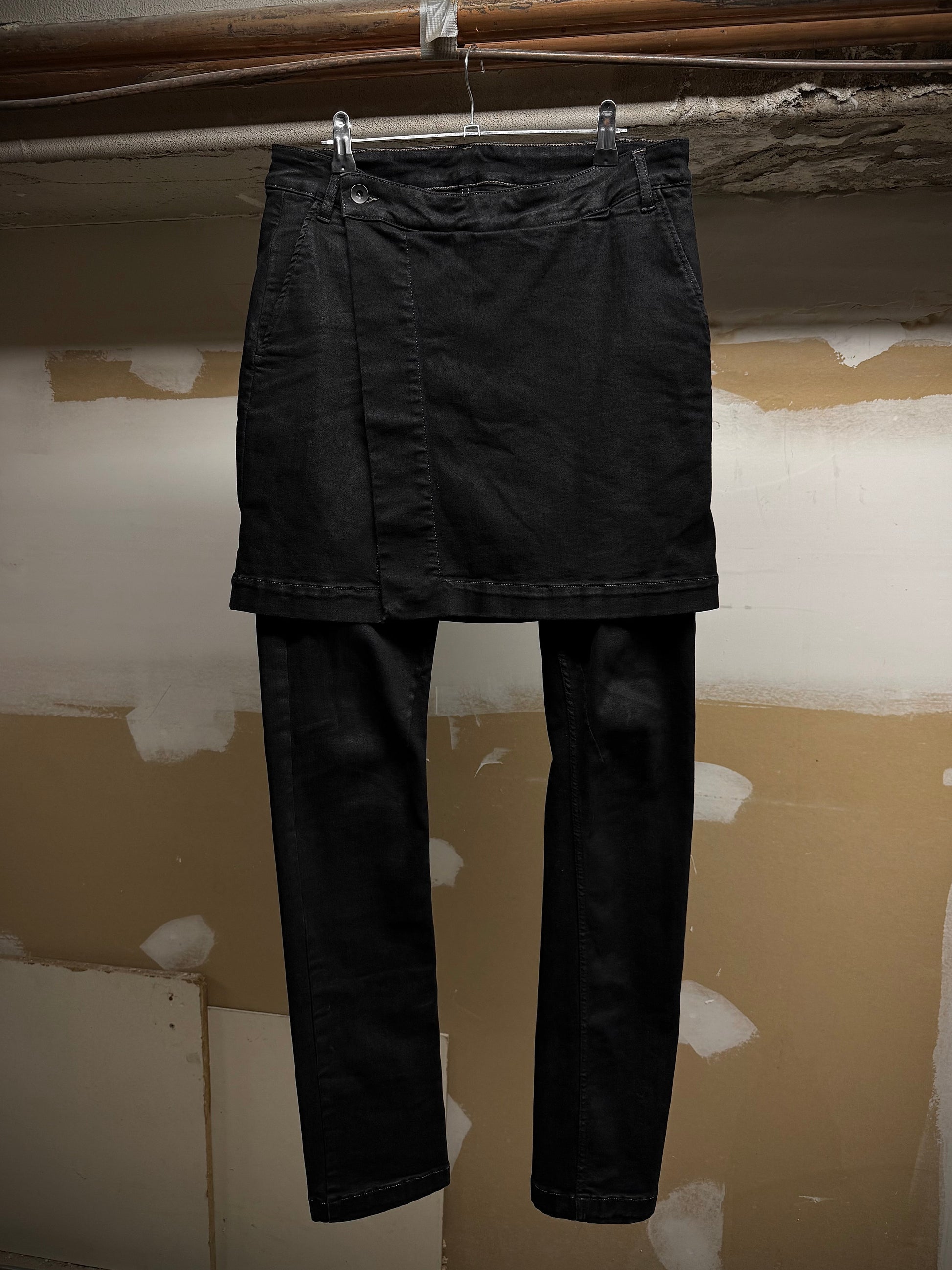 Rick Owens DRKSHDW AW16 "MASTODON" BLACK MATTE Gladiator Kilt Layer Denim | Archive Fashion Toronto
