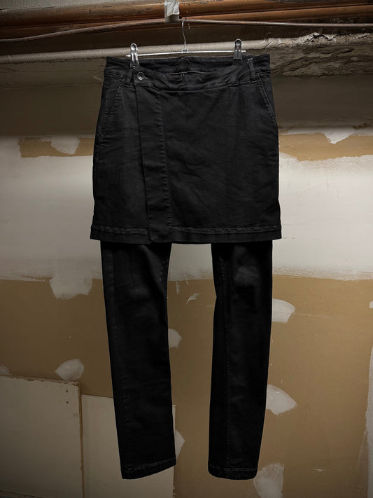 Rick Owens DRKSHDW AW16 "MASTODON" BLACK MATTE Gladiator Kilt Layer Denim | Archive Fashion Toronto
