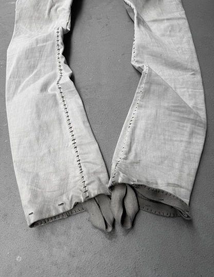 Boris Bidjan Saberi AW21 ‘P13-HS-TF’ Faded Light Grey Resin-Dyed Hand Stitch Denim