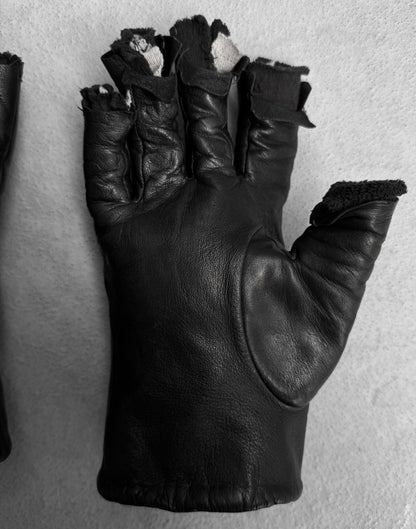 HYBRID AW22 “Order; Chaos. [If I Cut My Hair California Will Sink]” Black Bateman Leather Gloves