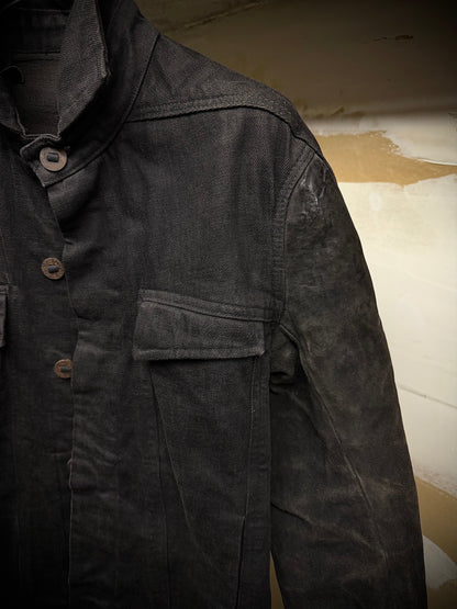 Boris Bidjan Saberi SS14 'TEJANA 1' Horse Culatta Leather Sleeve Hybrid Denim Jacket