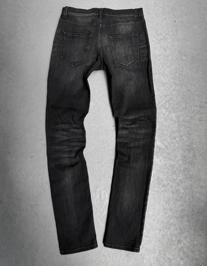 Saint Laurent Paris AW17 Washed Black ‘D02’ Claw-mark Skinny Denim