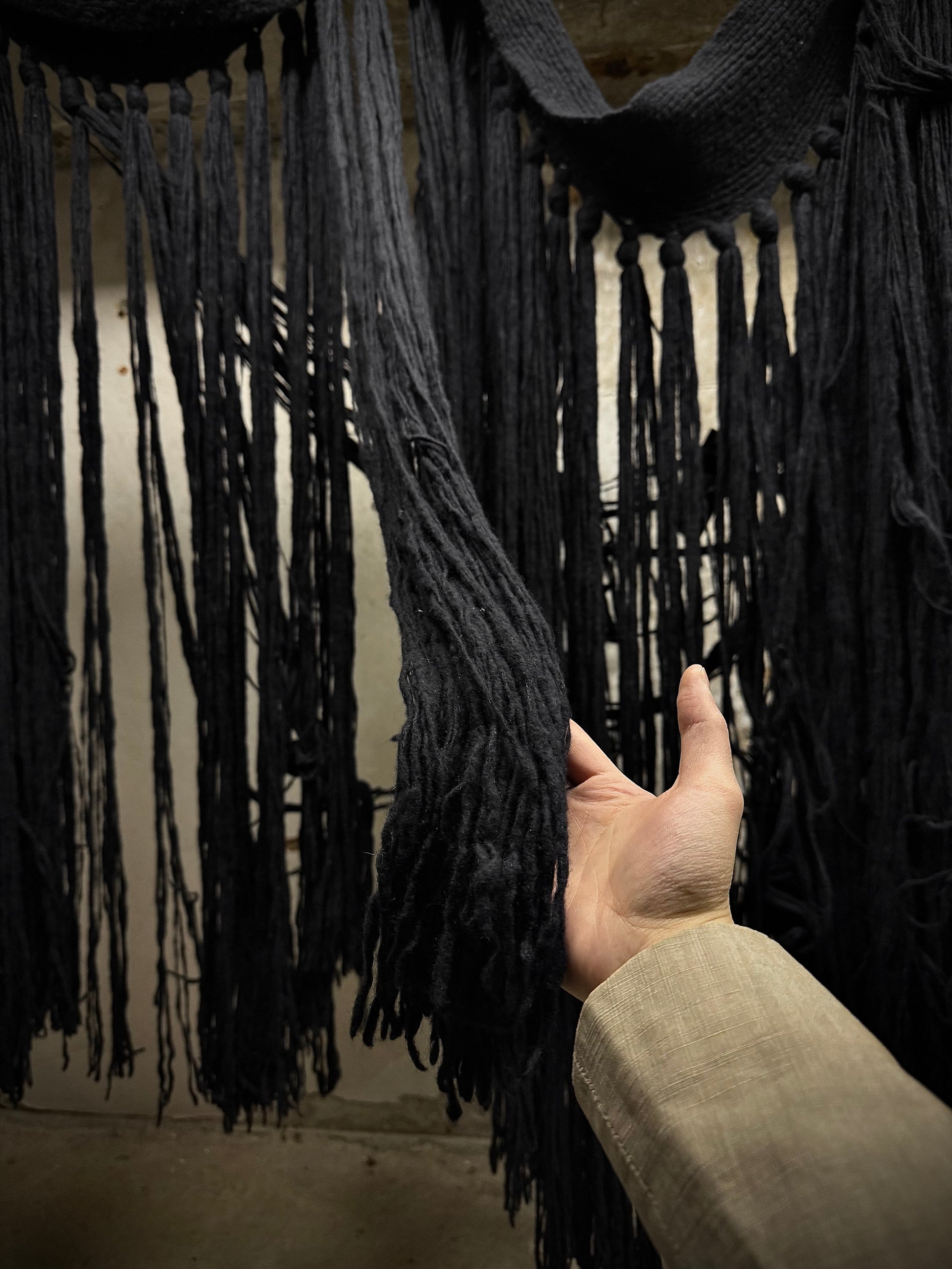 NICOLAS ANDREAS TARALIS Early 00s Jumbo Fringed Wool Scarf detail | DRIEW GARMENTS