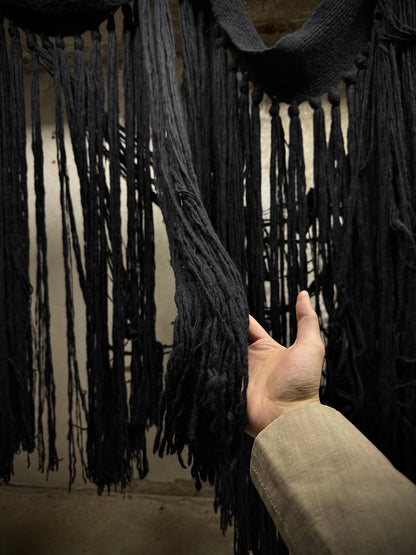 NICOLAS ANDREAS TARALIS Early 00s Jumbo Fringed Wool Scarf detail | DRIEW GARMENTS