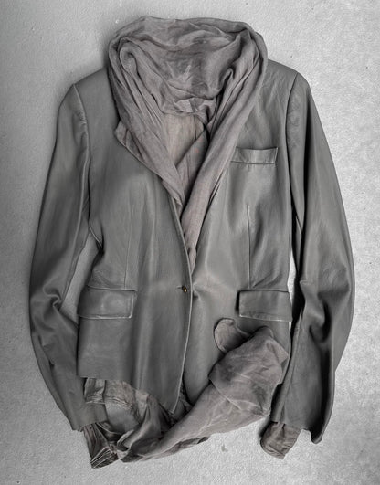 Isaac Sellam: “Experience” Attached Scarf Deerskin Leather Blazer