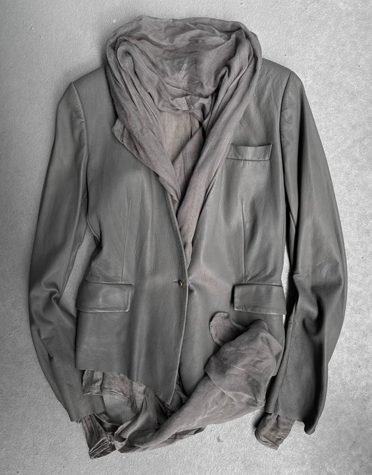 Isaac Sellam: “Experience” Attached Scarf Deerskin Leather Blazer