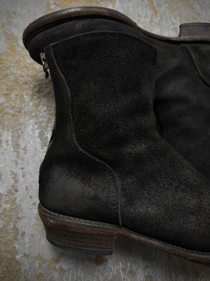 JULIUS _7 SS10-11 “neurbanvolker;” Reverse Cow Leather Back Zip Boots detail | DRIEW GARMENTS