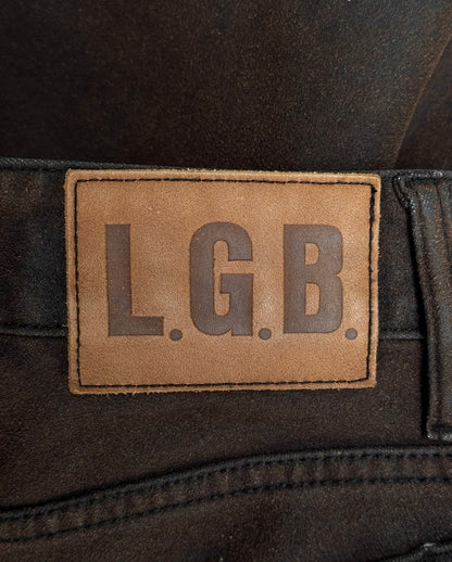L.G.B. Early 00s Waxed Brown Bell-bottom Flare Denim