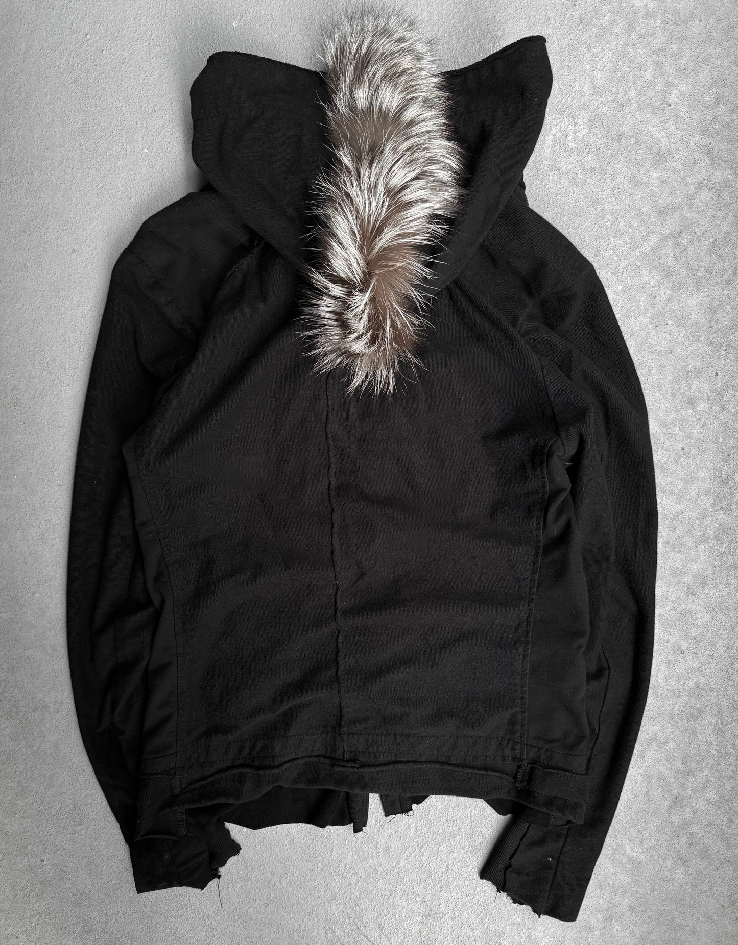 14thAddiction Mohawk Custom Distressed Sheepskin Leather Cross-zip Hoodie