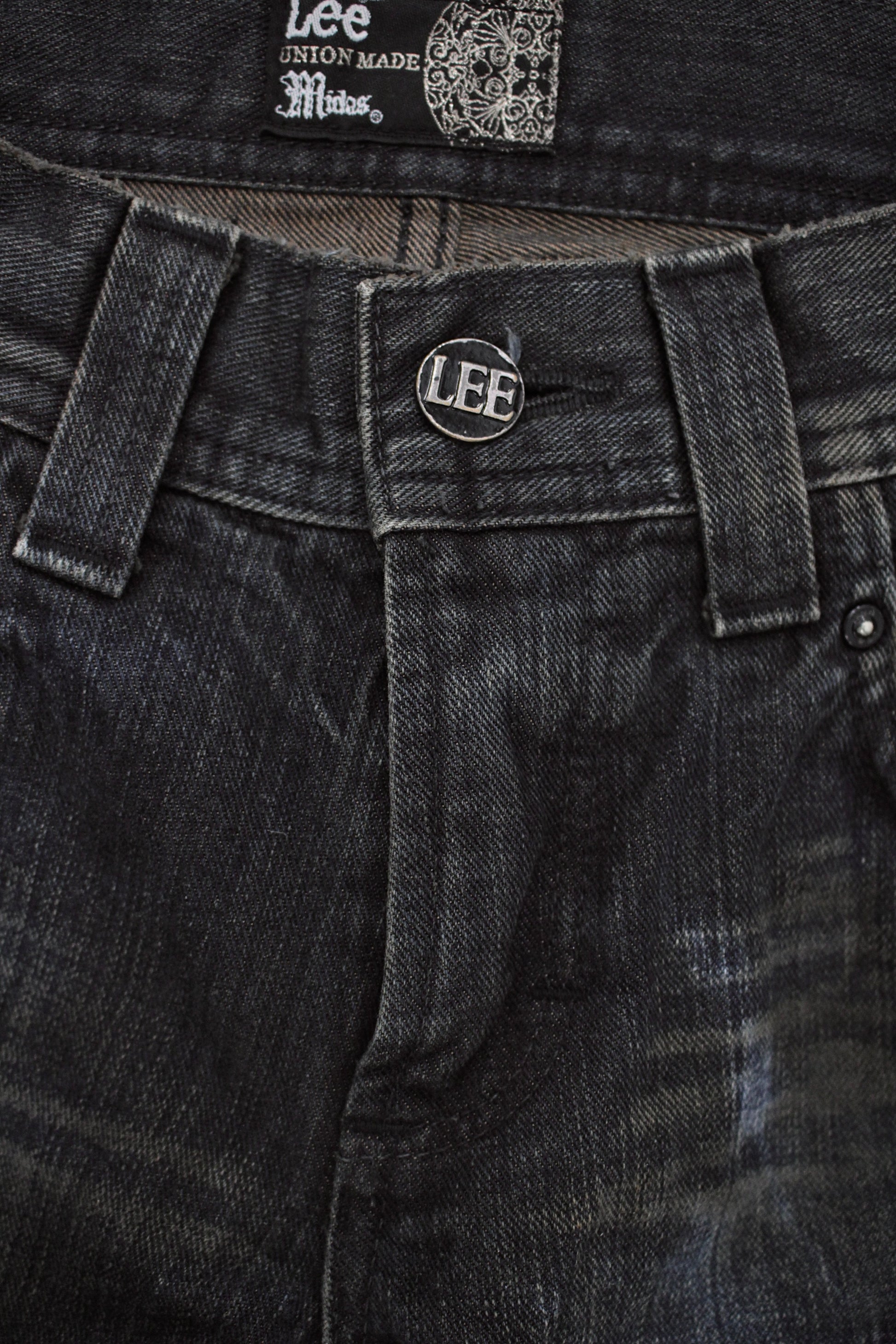 Midas x LEE Early 00s Mud Washed Blue Studded Bootcut Denim detail | DRIEW GARMENTS