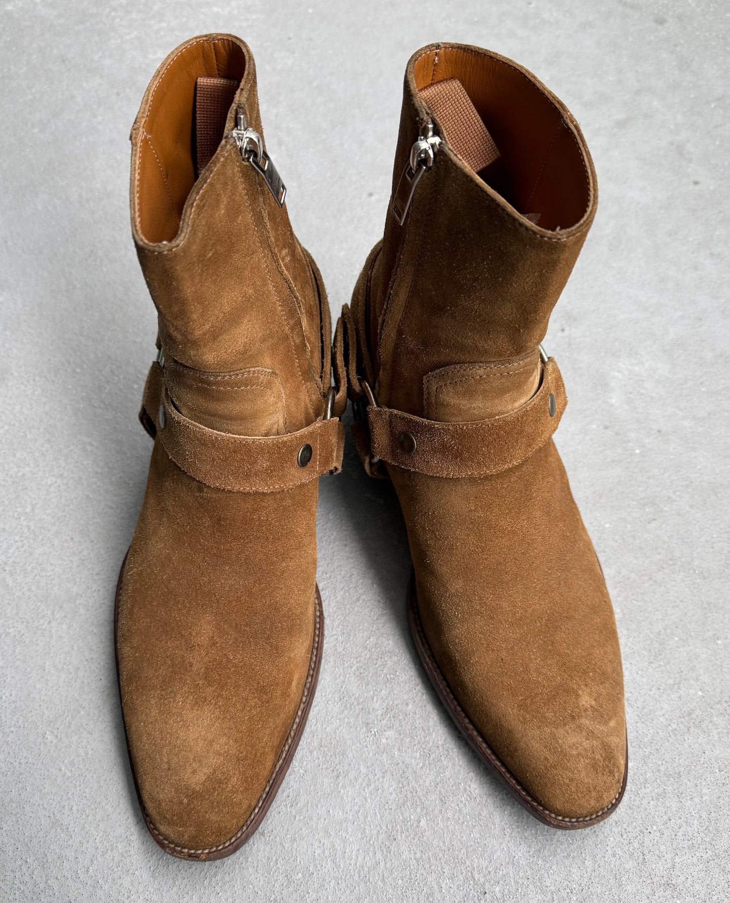 Saint Laurent Paris AW14-15 Brown Suede ‘Wyatts’ Buckle Boots