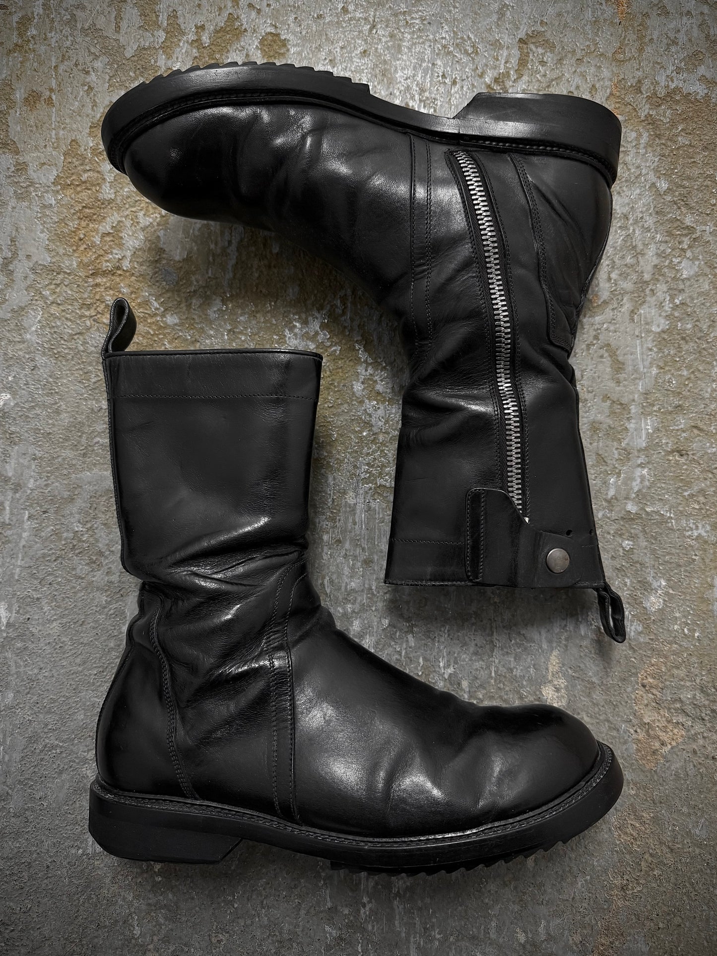 Rick Owens SS17 “WALRUS” Goodyear Flex Army Creeper Cow Leather Combat Boots | Archive Fashion Toronto