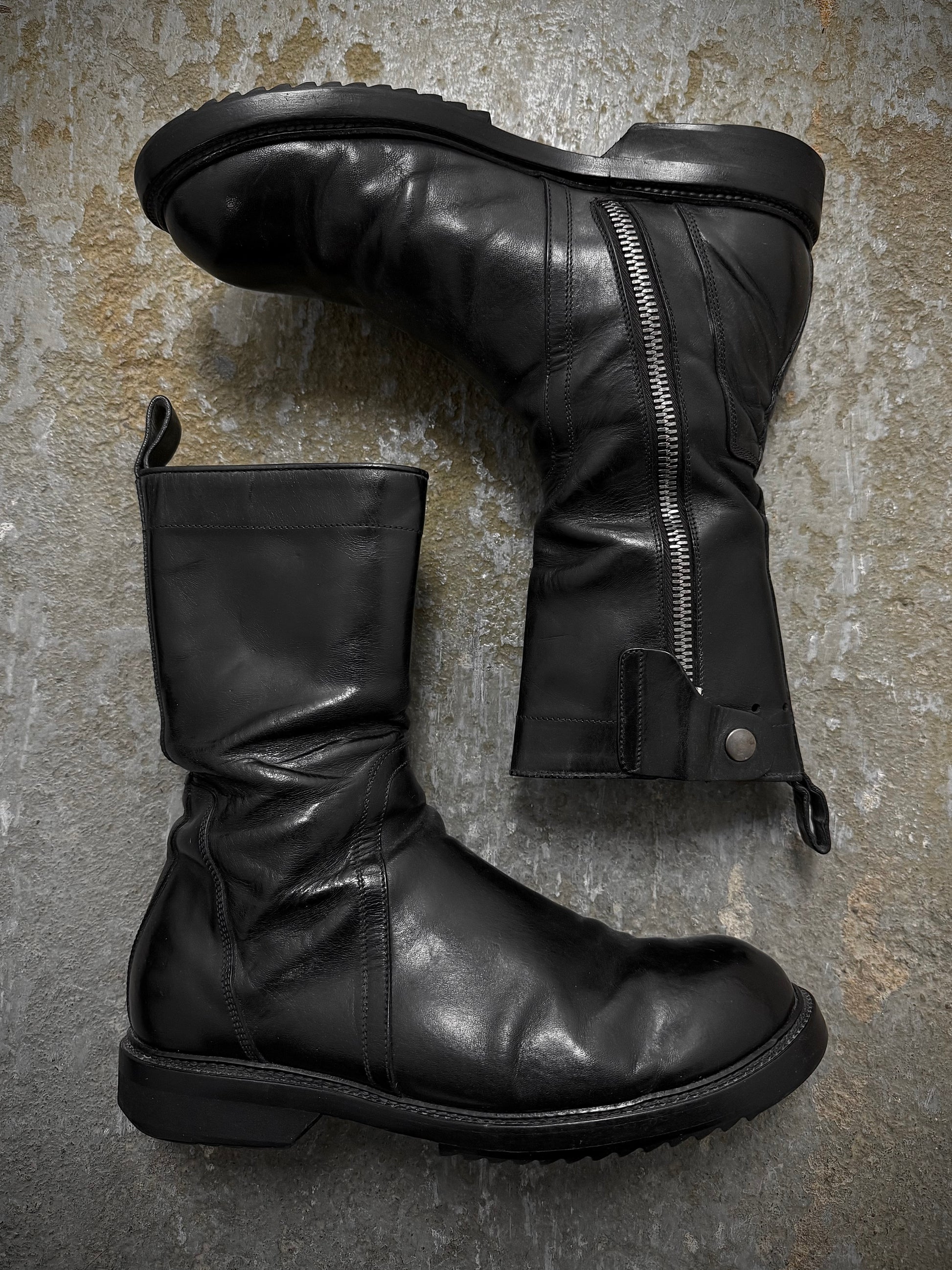 Rick Owens SS17 “WALRUS” Goodyear Flex Army Creeper Cow Leather Combat Boots | Archive Fashion Toronto