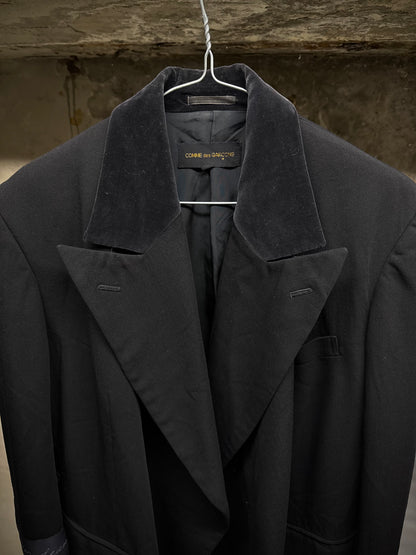 COMME des GARÇONS Late 80s 'Jean Paul Gaultier' Woven Tag Asymmetric Open-front Blazer detail | DRIEW GARMENTS