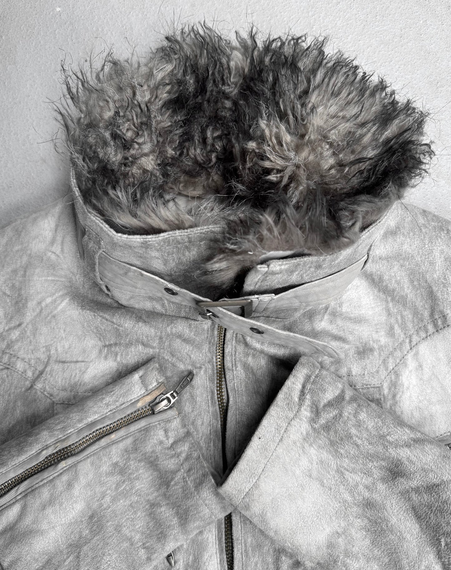 Tornado Mart Early 00s Fur Collar Faux Leather Rider Jacket