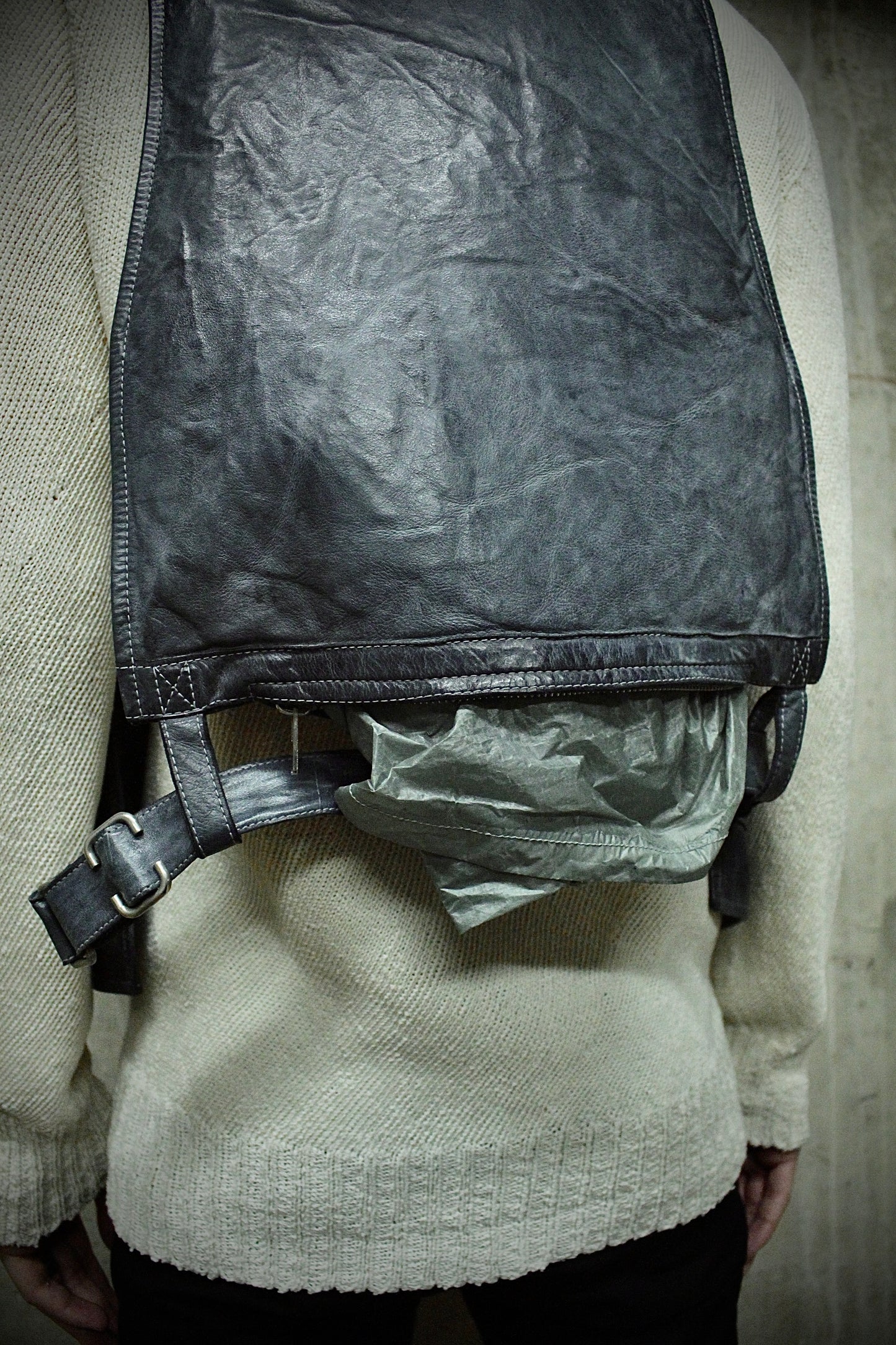 Carol Christian Poell 'VM/2423 ROOMS-PTC/29' Object-dyed Kangaroo Leather Parachute Vest Bag